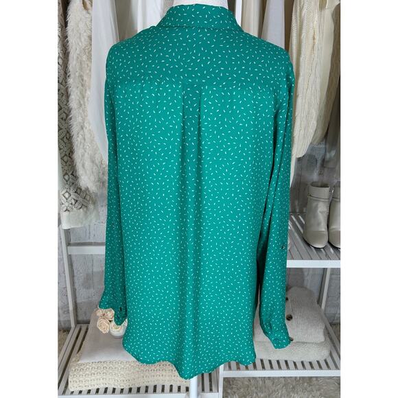 Apt. 9 Women's Size M Teal Button Up Roll Tab Sleeve Lightweight Blouse #0349 - Picture 5 of 14